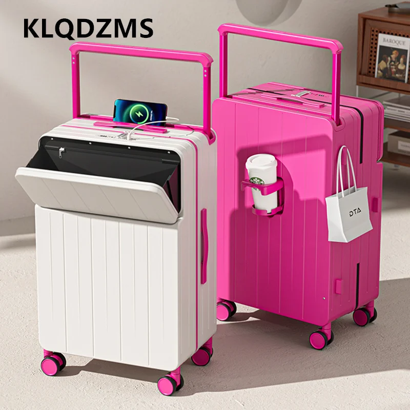 KLQDZMS Valigia multifunzionale con apertura frontale Scatola d'imbarco Trolley per laptop 20 "22" 24 "26 pollici Scatola password per studenti Bagagli