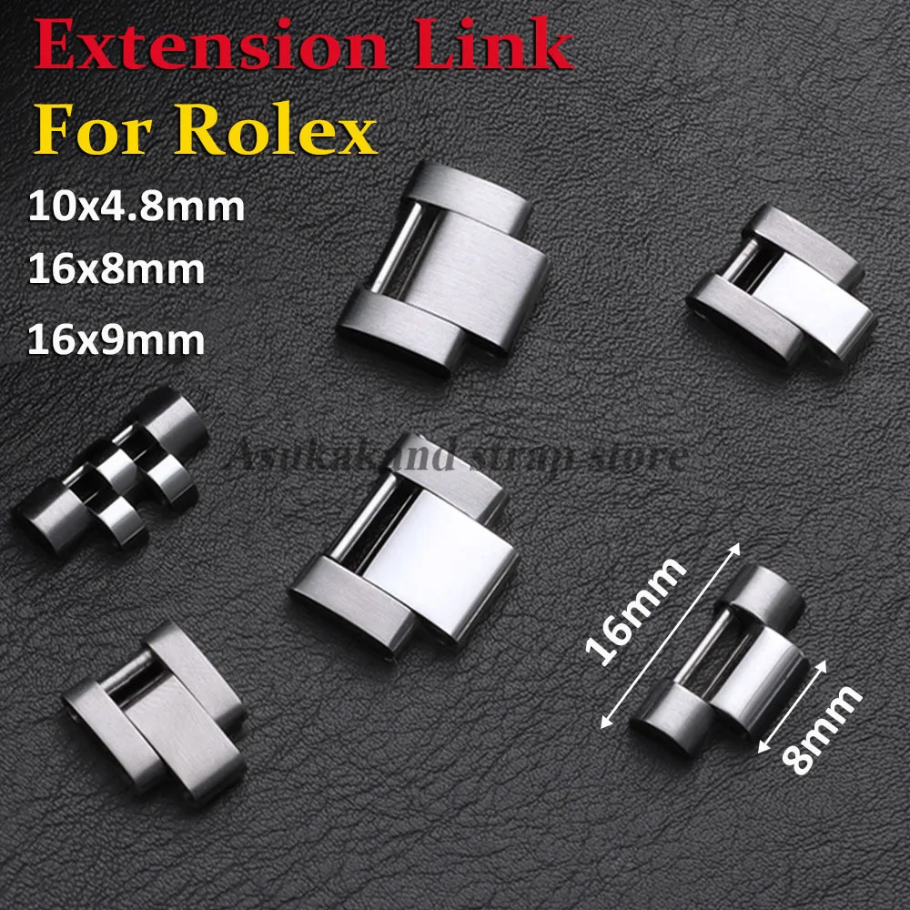 Metal Extension Link 16x8mm/16x9mm/10x4.8mm for Rolex President Oyster Jubilee Watch Strap for GMT Submariner Ditona Watch Band