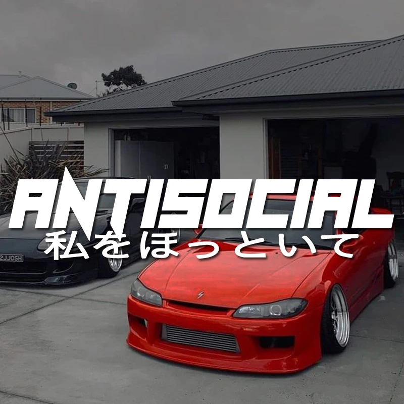 JDM Style 'ANTISOCIRL' Vinyls Decal, Windshield Rear Window Decal Car Sticker Banner, High Quality for Car Truck & LAPTOP!