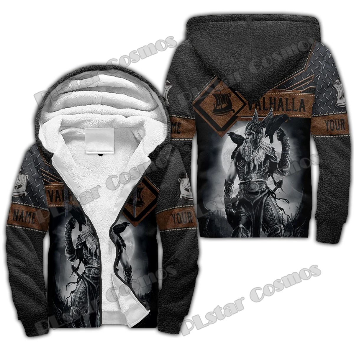Dragon Tattoo Vegvisir symbol 3D Printed Fleece Zip-Up Hoodies For Men Women Winter Casual Thick Warm Hooded zipper jacket JR17