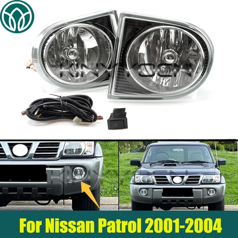 1 مجموعة المصد الأمامي الضباب ضوء المصباح لنيسان باترول 2001 2002 2003 2004 الجبهة مصباح قيادة مصباح إشارة