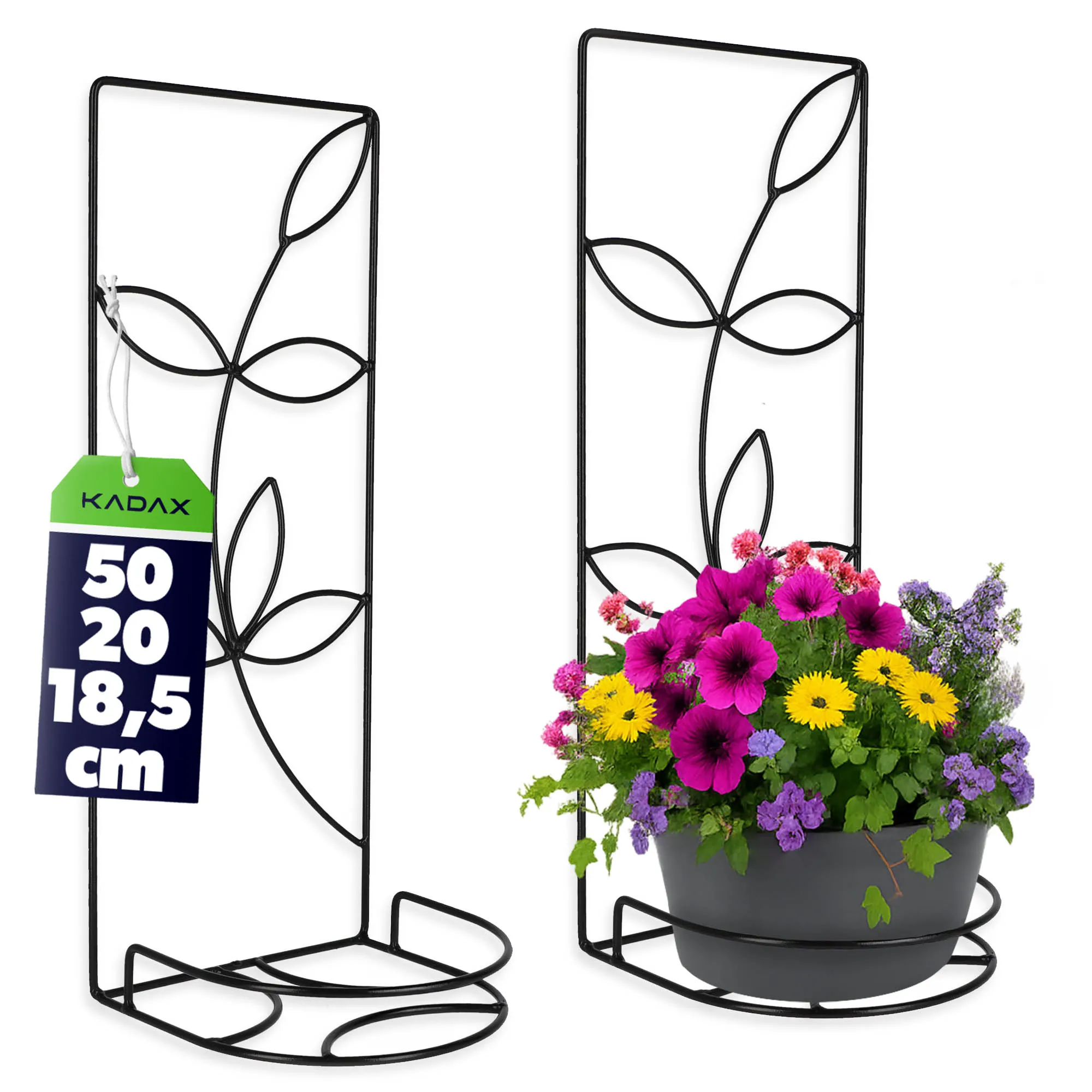KADAX Wandhangende bloembak, metalen wandmontage, loft-stijl, voor bloemen en planten, plantenbakken