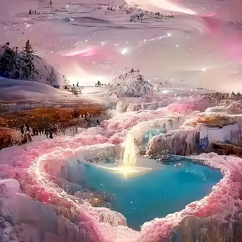 

GATYZTORY 5D Diamond Painting Pink Landscape Full Square Drill Rhinestone Diamond Embroidery Cross Stitch Mosaic Home Decor