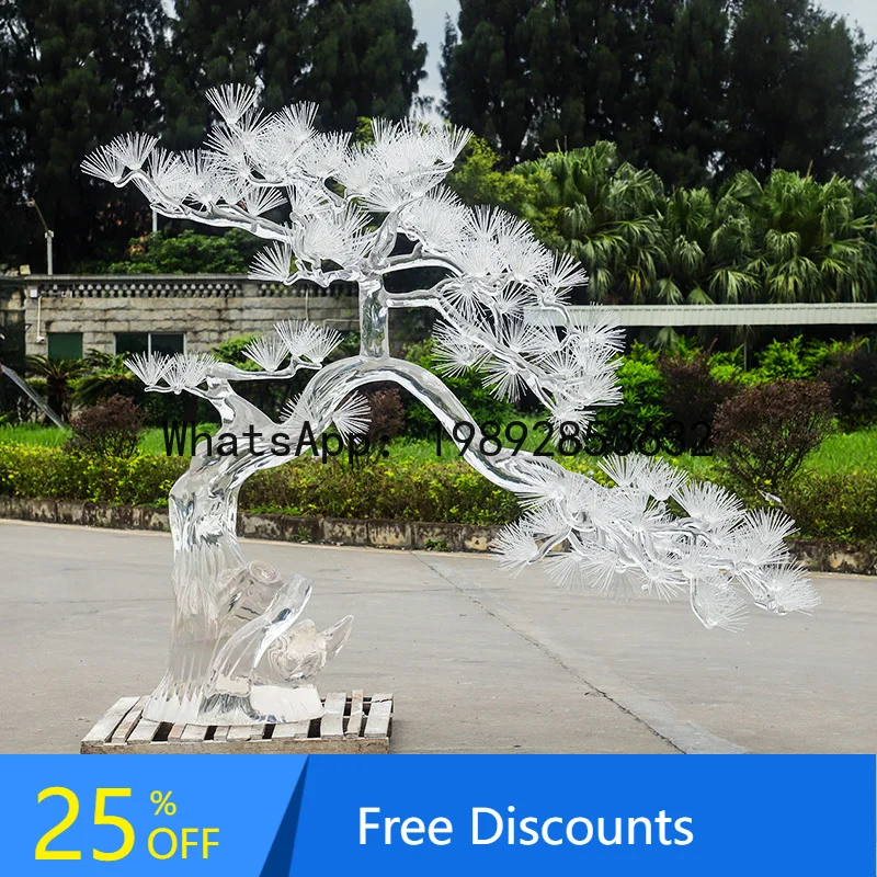 

X1Прозрачный приветственный сосновый орнамент для пола, большой искусственный ствол дерева, ландшафтный дизайн, скульптура