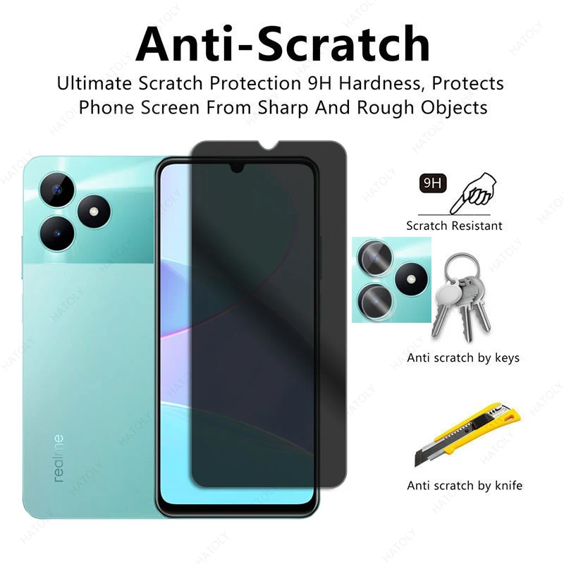 Privacy Screen Protector For Realme C51 Anti Glare Glass For Realme C51s Anti-spy Glass Camera Lens Protector For Realme Note 50