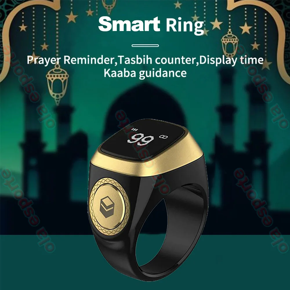 New Digital Smart Zikr Ring Counters Bluetooth App Tasbih Tally Counter for Muslims Prayer Time Vibration Reminder Alarm HT30