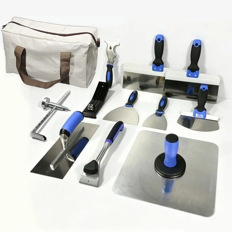 12-in-1 Wall Finishing Tool Set Drywall Cutting Sanding Plastering Kit Fit For Interior Decoration
