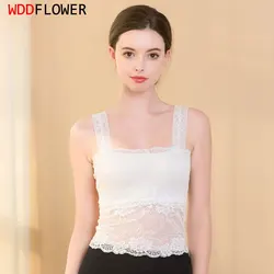 Women 100% Natural Silk Women Lace Non-Pads Mini Camisole Half Cami  Bandeau Bralette Tube Top XS427