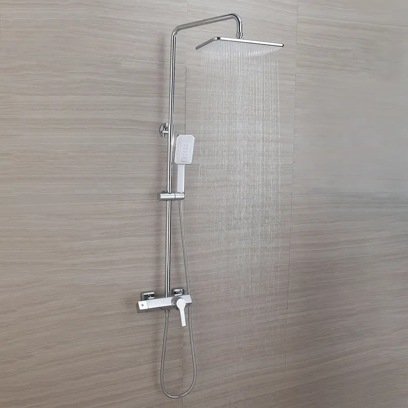 for All Copper Shower Set Chrome Surface Bathroom Silicone Easy Clean Dual Function Handheld Rain Shower Head Kit
