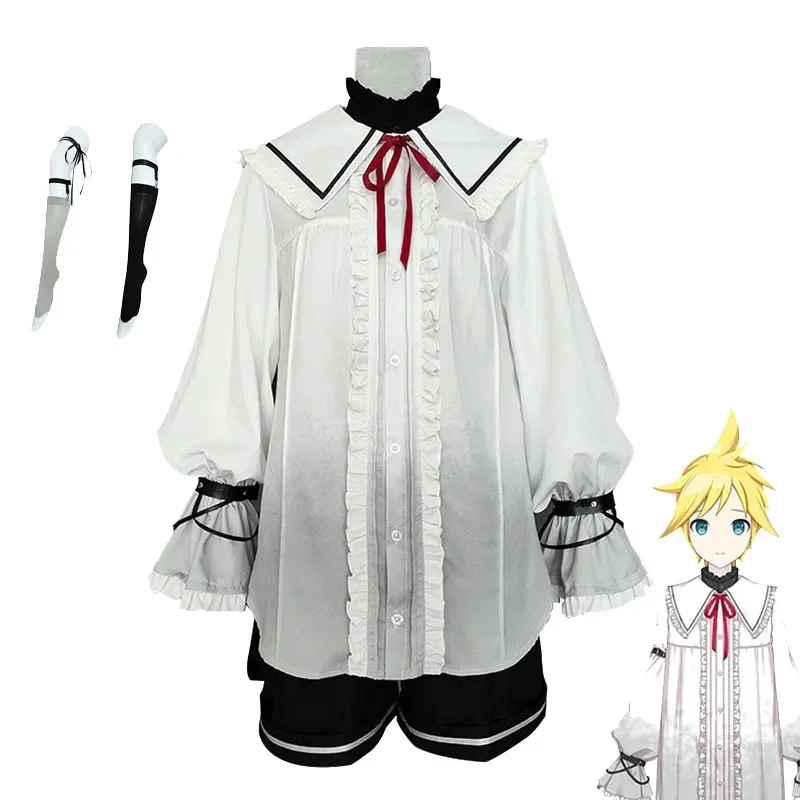 

New Anime Rin Len Cosplay Costume Halloween Uniform Kagamine Len Rin Cosplay Complete Costumes Sets Tops Shorts Women Men