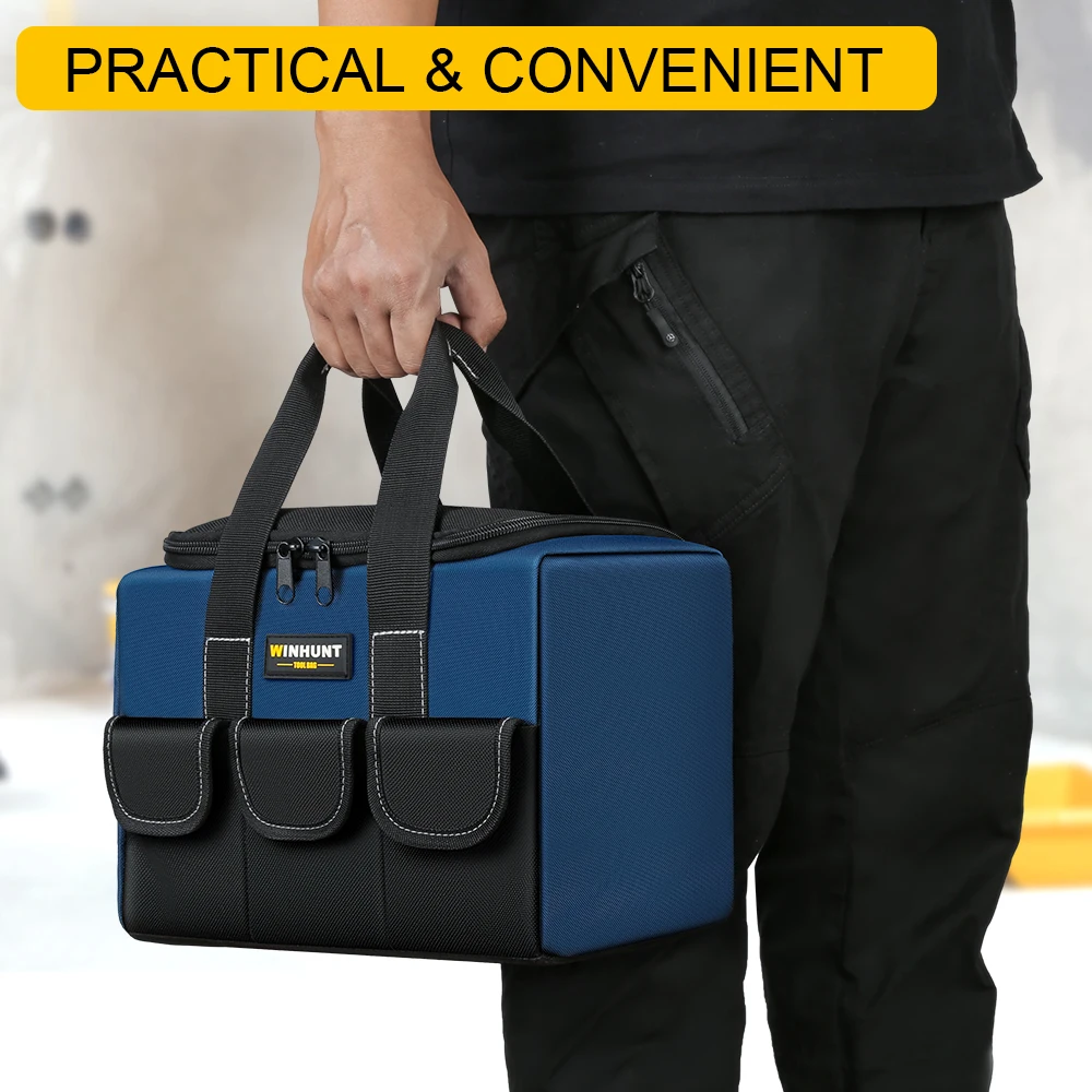 WINHUNT، حقيبة أدوات مول، منظم حقيبة أدوات مقاوم للماء 1680D حقائب أدوات للرجال شديدة التحمل، مع جيوب متعددة للكهربائيين