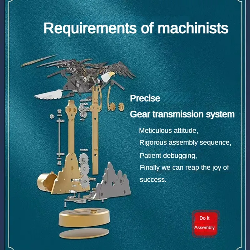 Saturn Culture Bionic Eagle Assembly Model Mechanical Assembly Metal Transmission Stainless Steel Ornaments Toys Can Be Gifted