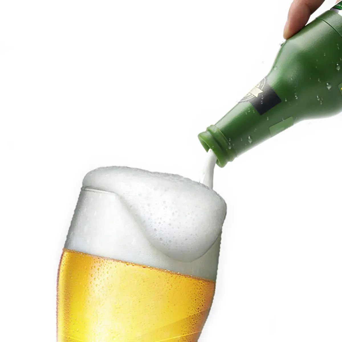 Ultrasonic Beer Foamer Bottle Shape Design Portable Easy Clean Draught Taste Enhancer for Canned Bottled Beer Green