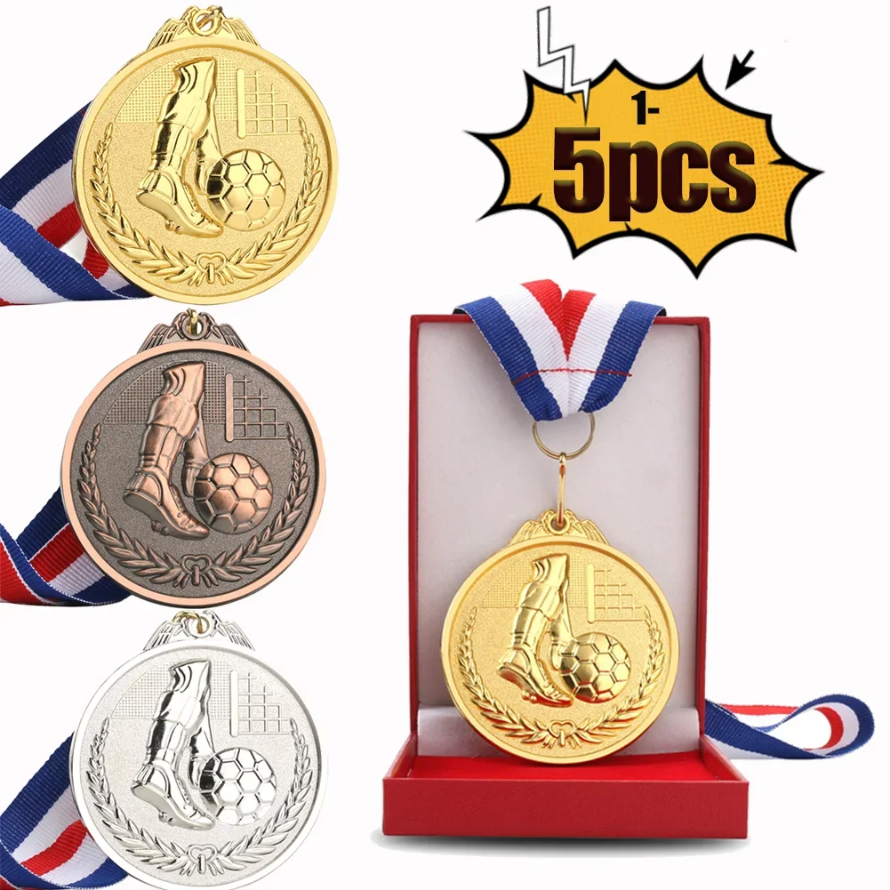 1-5pcs Gold Silver Bronze Award Medal Winner Reward Football Competition Prizes Award Medal for Souvenir Gift Outdoor Sport Kids