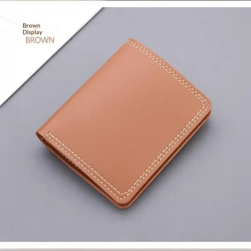Minimalistische Herren-Geldbörse aus PU-Leder, Schwarz-Kaffee, große Kapazität, mehrere Fächer, zweifach faltbar, Ausweiskartenhalter, für Männer und Frauen – Detail 12