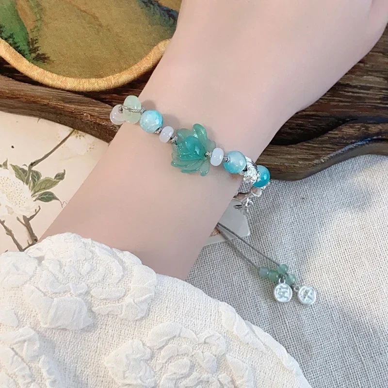 

Длинные плетеные браслеты Hanfu в китайском стиле с кисточками лотоса, браслеты для женщин, модные ювелирные изделия, аксессуары, оптовая продажа
