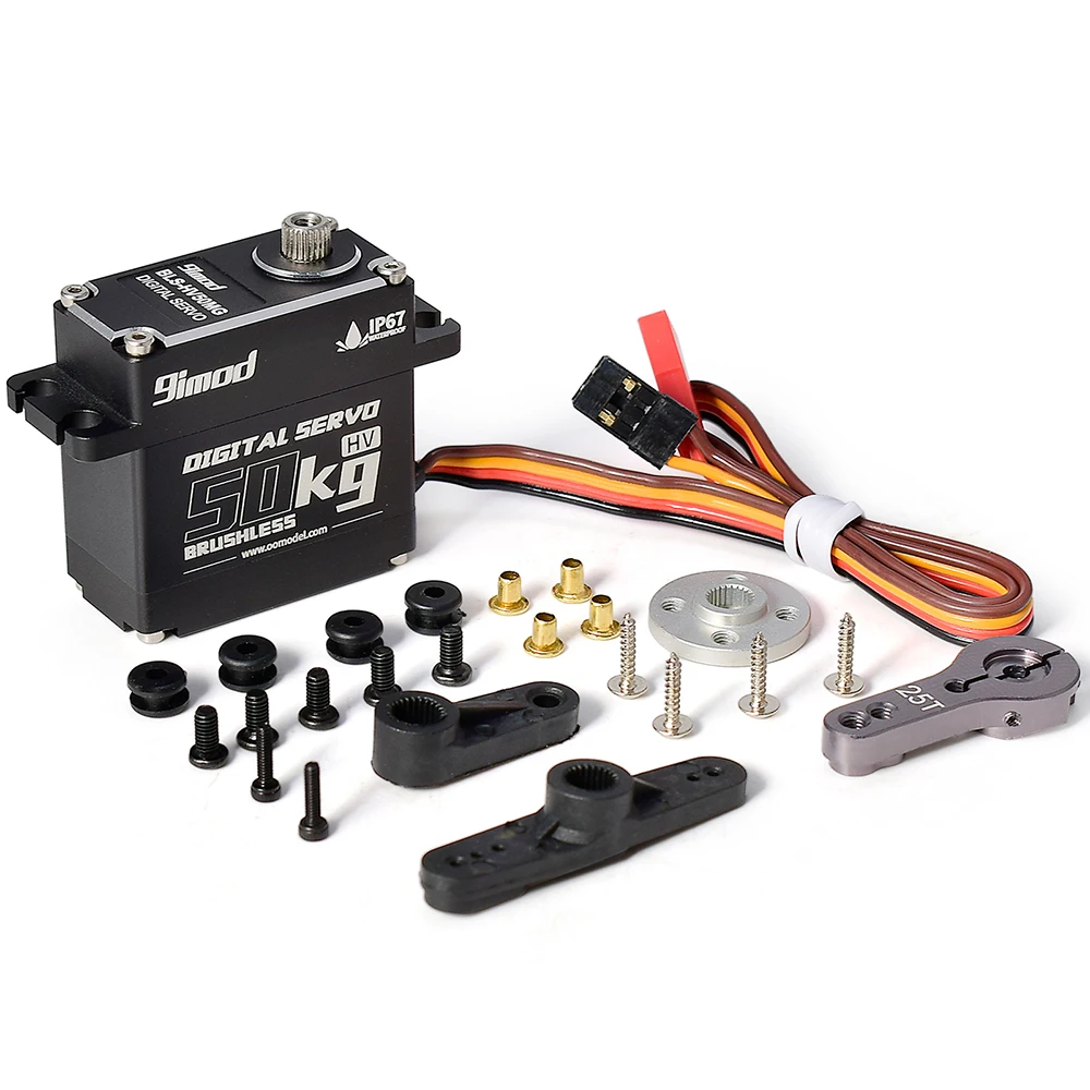 9imod 50KG Brushless Servo 180°/270°/360° Aluminum Digital 14V HV Waterproof Servo for1/8 1/10 1/12 RC Crawler Car Boat Robot