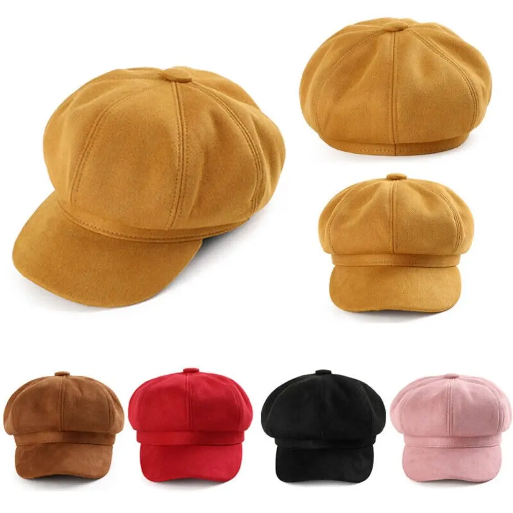 Lässige Hüte und Mützen aus Wildlederstoff für Damen, verstellbare Baskenmützen, Newsboy-Mütze, Bäckermütze, Baskenmützen und Mützen