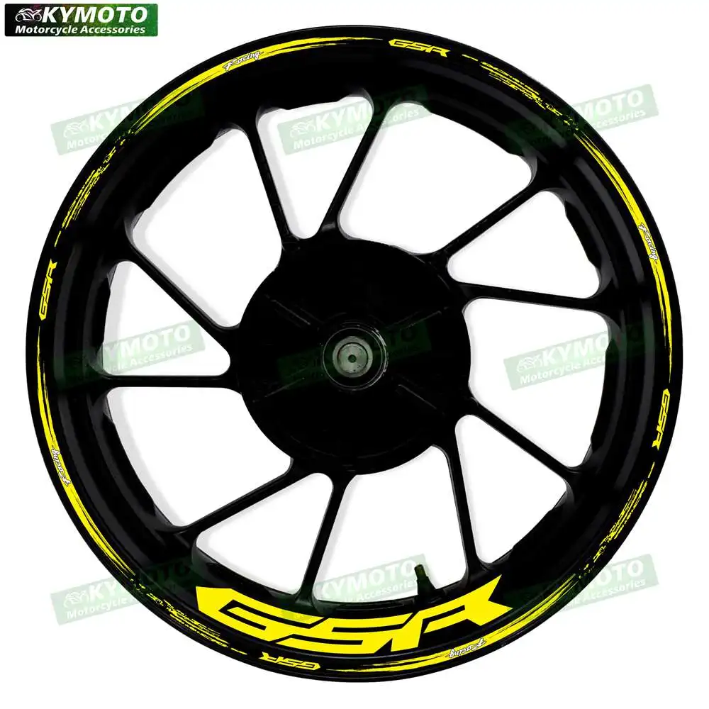 GSR オートバイアクセサリー用 17 インチフロントとリアホイールステッカー修正されたストライプ反射リムステッカー装飾