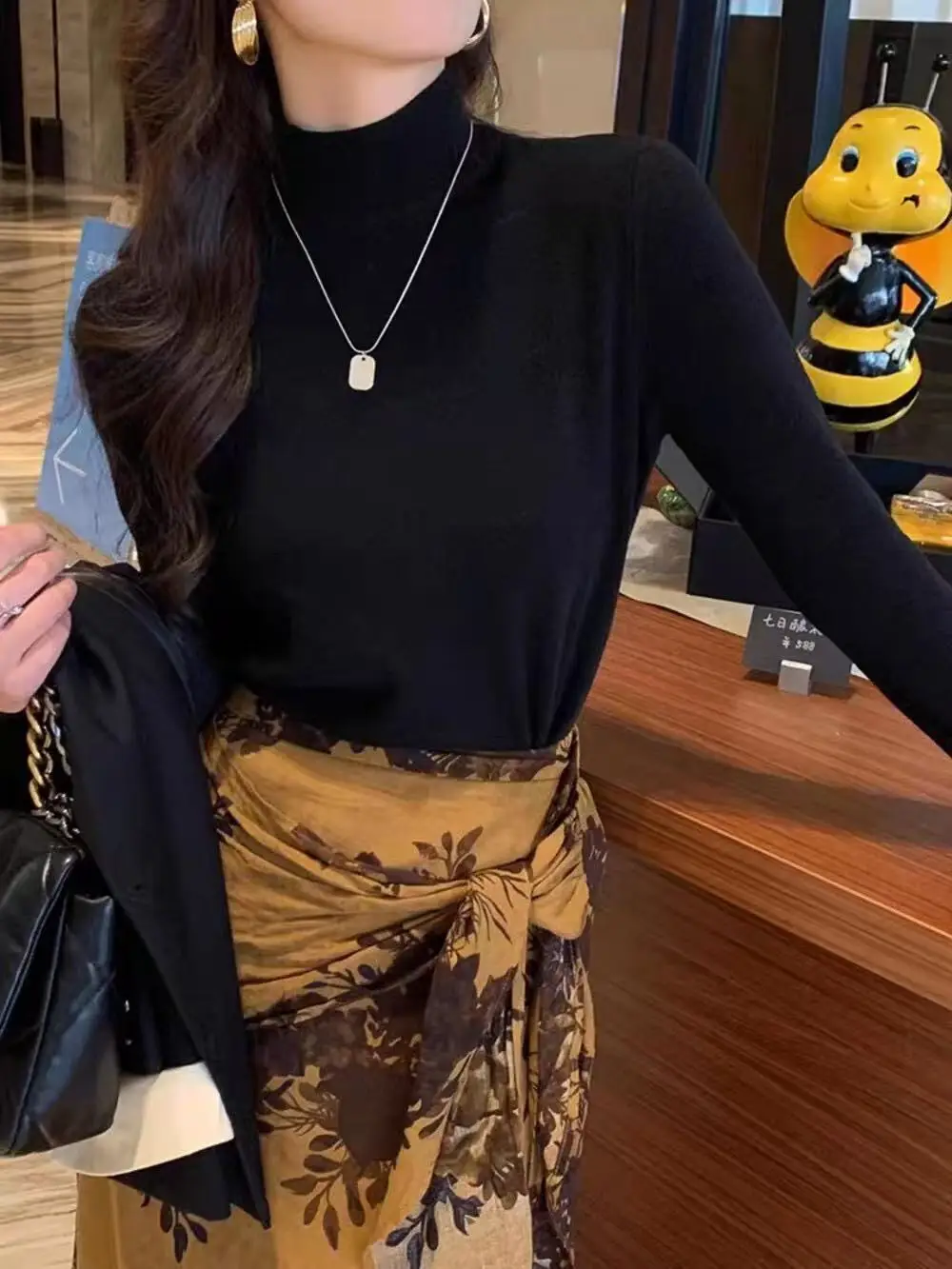 

Simple Women Turtleneck Sweater Winter Fashion Pullover Elastic Knit Ladies Jumper Casual Solid Black Female Basic Tops