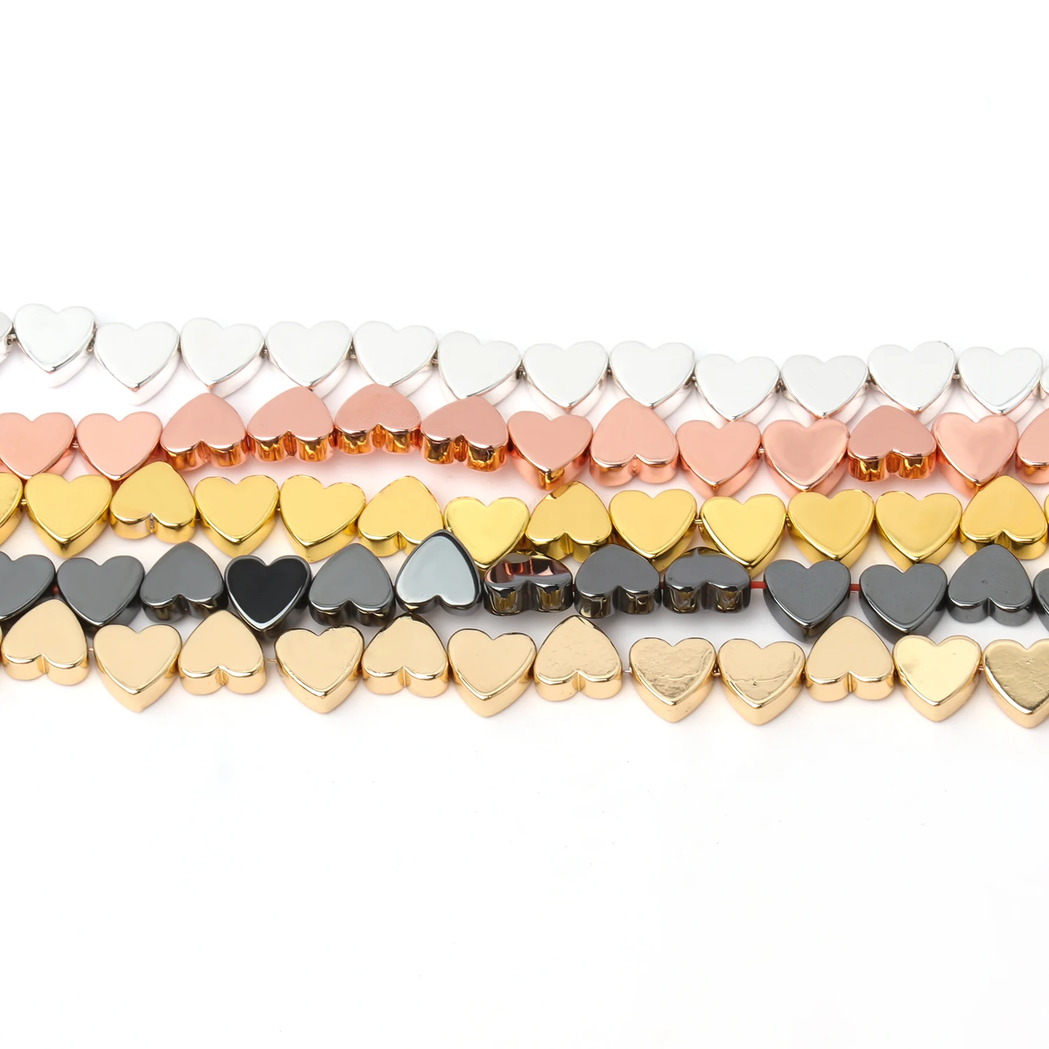 5x6 مللي متر الحب شكل قلب الهيماتيت حبة الحجر الطبيعي مطلي الذهب الفضة الأسود فضفاض الخرز لصنع المجوهرات أساور Charms بها بنفسك