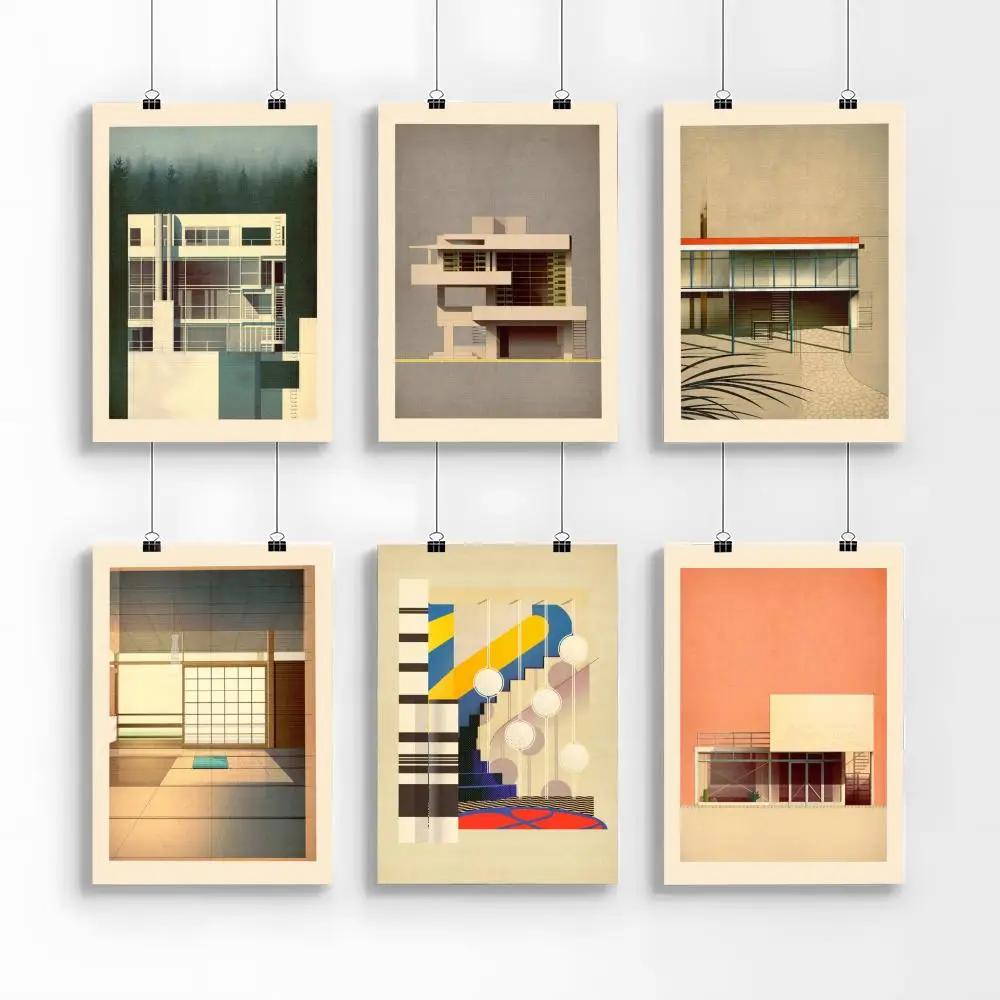 Moderne Kunst, Architektur, Heimkunst, Gemälde, Poster, Zimmerwandkunst, Dekor, wasserfestes Poster für Zuhause, Bar, Schlafzimmer, Dekoration, Geschenk
