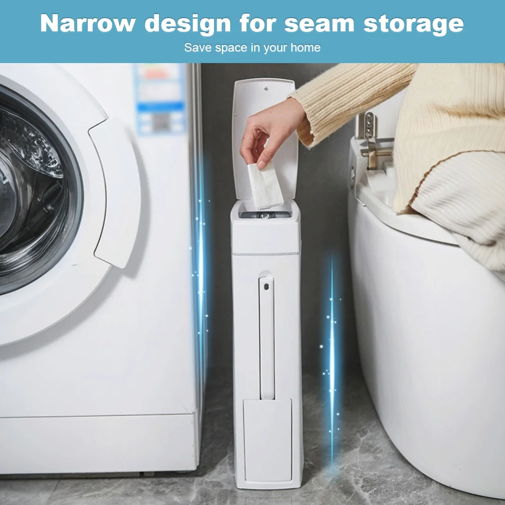 

Мусорное ведро для ванной комнаты с щеткой для чистки и крышкой, мусорное ведро для ванной комнаты с узким пространством