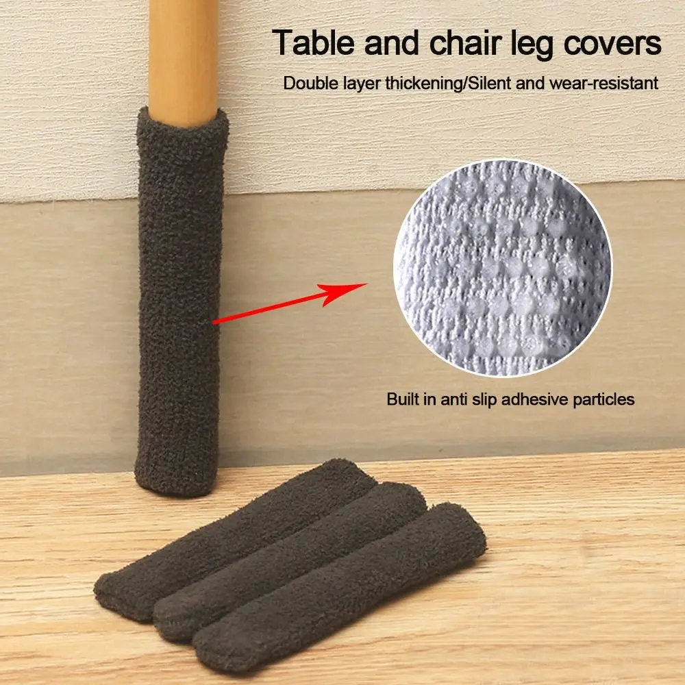 4Pcs/set Universal Floor Protector Chair Leg Sock Knitting Anti-Noise Table Foot Cover Elastic Non-Slip Protective Case