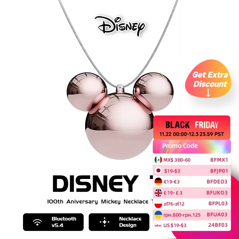 Disney 100th Aniversary Mickey Necklace TWS Earbuds HIFI Stereo Bluetooth 5.4 Headphones ENC Noise Cancelling Wireless Earphones