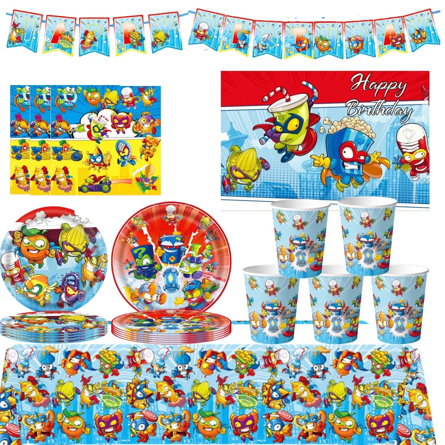 

Superthings Birthday Party Decoration Superthings Disposable Tableware Tablecloth Plate Cup Napkin Baby Shower Party Favors Kids