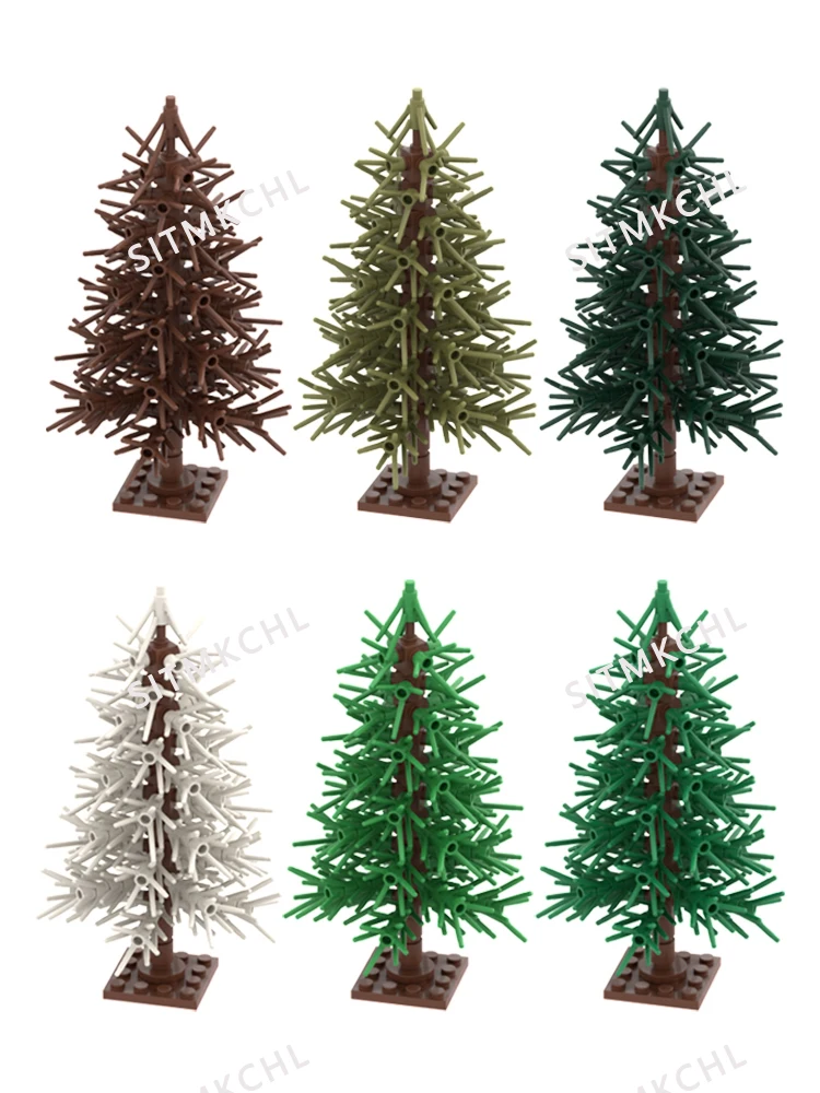 Pine Tree-Modell – verschneite Weihnachtsbaum-Straßendekoration, DIY-Baustein-Set, kompatibel mit großen Marken – Detail 1