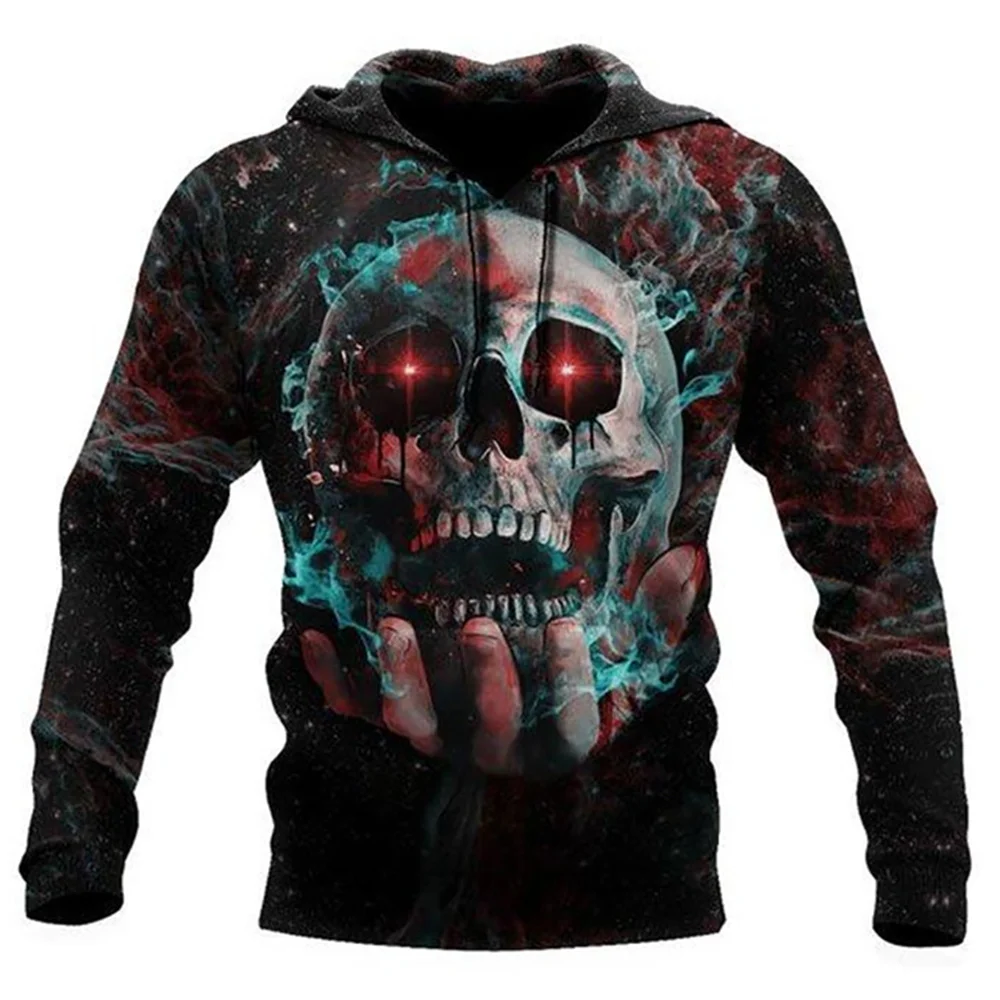 

Funny 3D Skull Print Men's Hoodies Hip Hop Trend Streetwear Fashion Loose y2k Clothes Autumn Winter Casual Sweatshirts Tops Coat