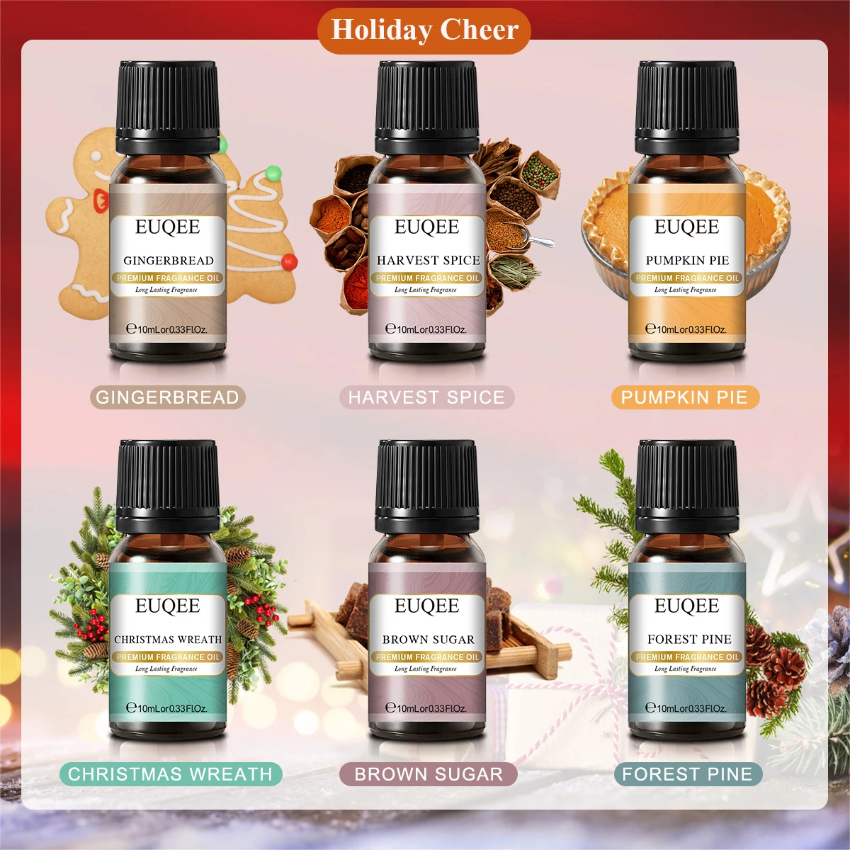 EUQEE 6 pièces/ensemble huile parfumée cadeau Kit pour diffuseur café boulangerie récolte épices cit