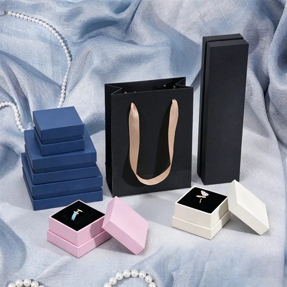 

12pcs 9x9x4cm Double Bottom Jewelry Gift Boxes Ring Necklace Earring Paper Box For Girlfriend Mother Jewellry Storage Small Case