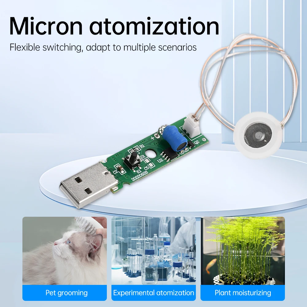 USB 5V 1.5-2W Ultrasonic Atomizing Humidifier Module Automatic Power-off DIY Moisturizing Transducer Mist Maker Atomize kit