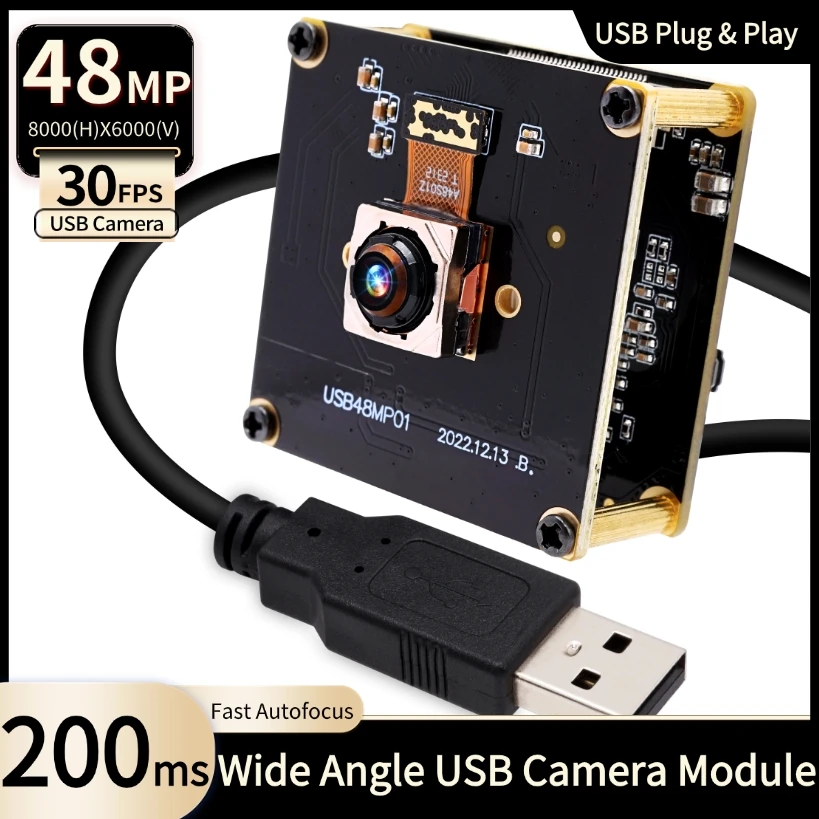 

ELP 48MP USB-модуль камеры с автофокусом 4K 30fps промышленная веб-камера для ПК с объективом 70 градусов для распознавания лиц, видеоконференций