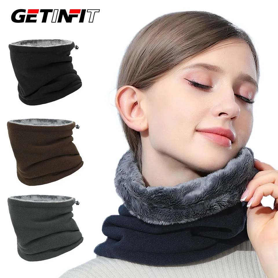 GETINFIT 1 قطعة قناع الدفء الشتوي طبقة مزدوجة سميكة يندبروف ودرجة الحرارة قفل سحب حبل قابل للتعديل وشاح مقاوم للبرد
