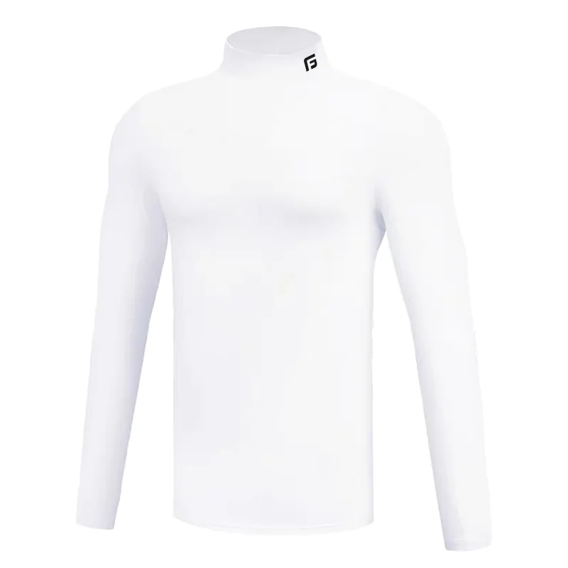 Winter Thremal Underwear T-shirt for Men Warmth Elastic Long-Sleeved T-Shirt Solid Color Golf Clothing Thin Velvet Heating Fiber