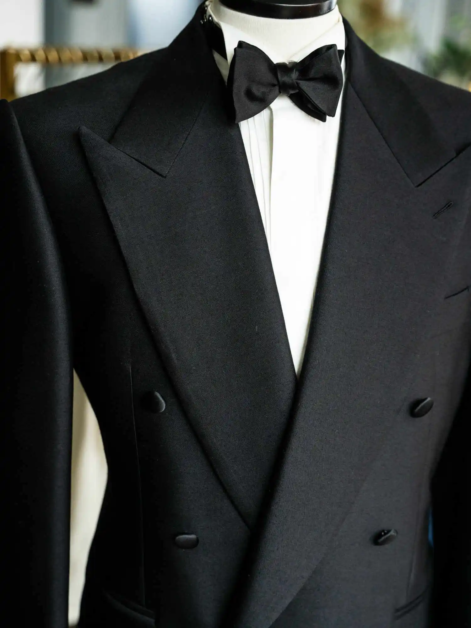 Business Wedding Tuxedos Peaked Lapel 1 Piece Set Men Suit Formal Double Breasted Jacket Evening Blazer Party  Customized