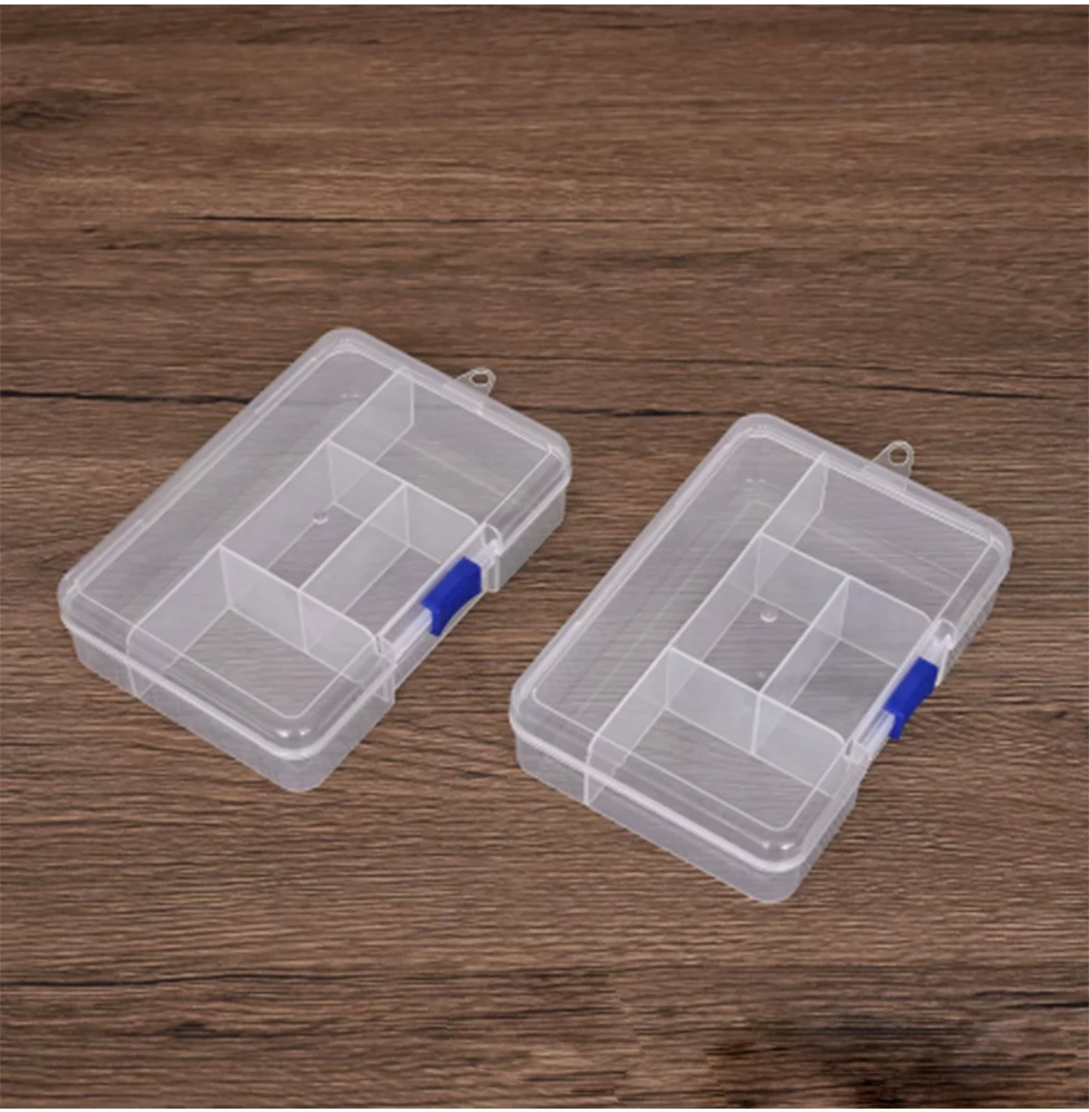 5-grid PP plastic box for jewelry and fishing gear with lid hardware small parts and beads storage organizer box
