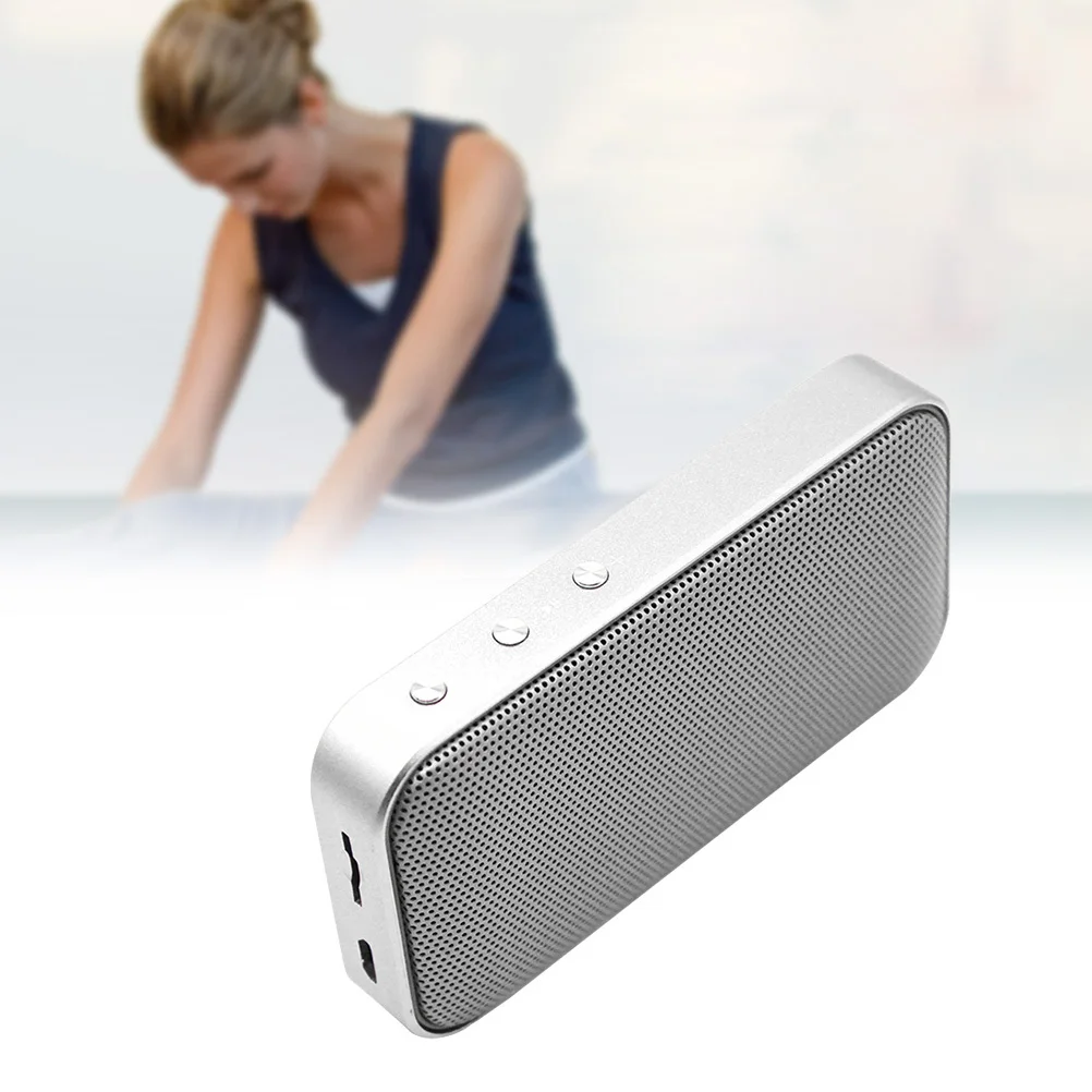 

High Quality Portable Mini Speaker Bass Subwoofer Wireless Audio Home Office Use Silver Small Easy Carry Metal Frame