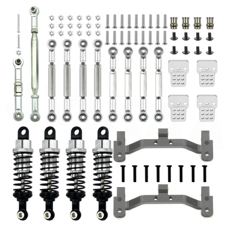 Haste de ligação de direção de metal, conjunto de amortecedor de assento para montagem em haste de tração para mn d90 MN-90 mn99s 1/12 rc, peças de atualização de carro