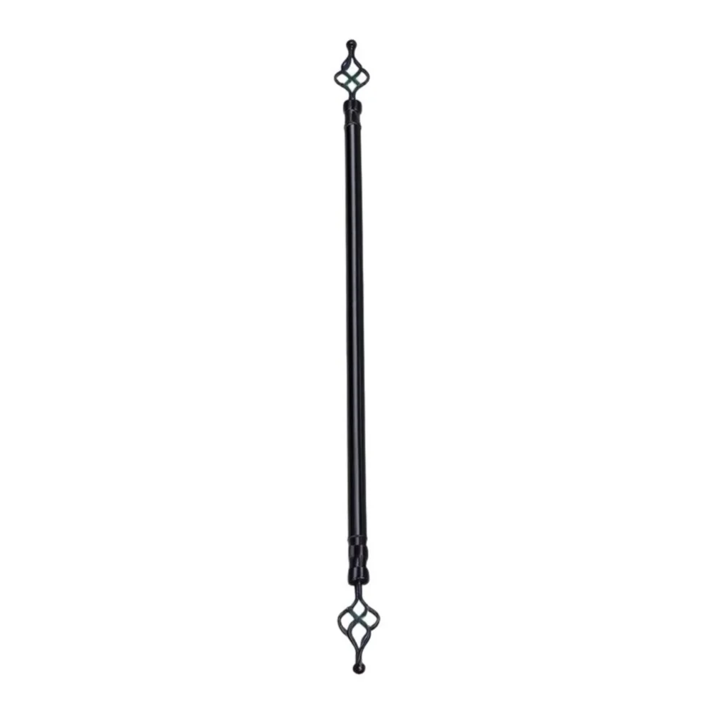 Matte Black Twisted Cage Curtain Rod 100cm Length 22mm Diameter Iron Construction with Full Mounting Hardware Set