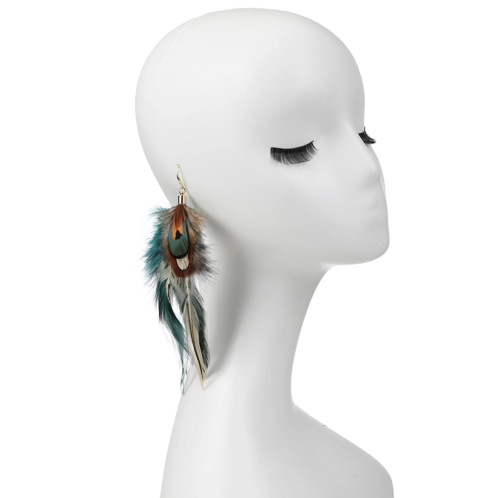 lureme Bohemian Style Multicolor Pheasant Feathers Dangle Earrings for Women Girls Large Feather Drop Earrings(er006405-8)