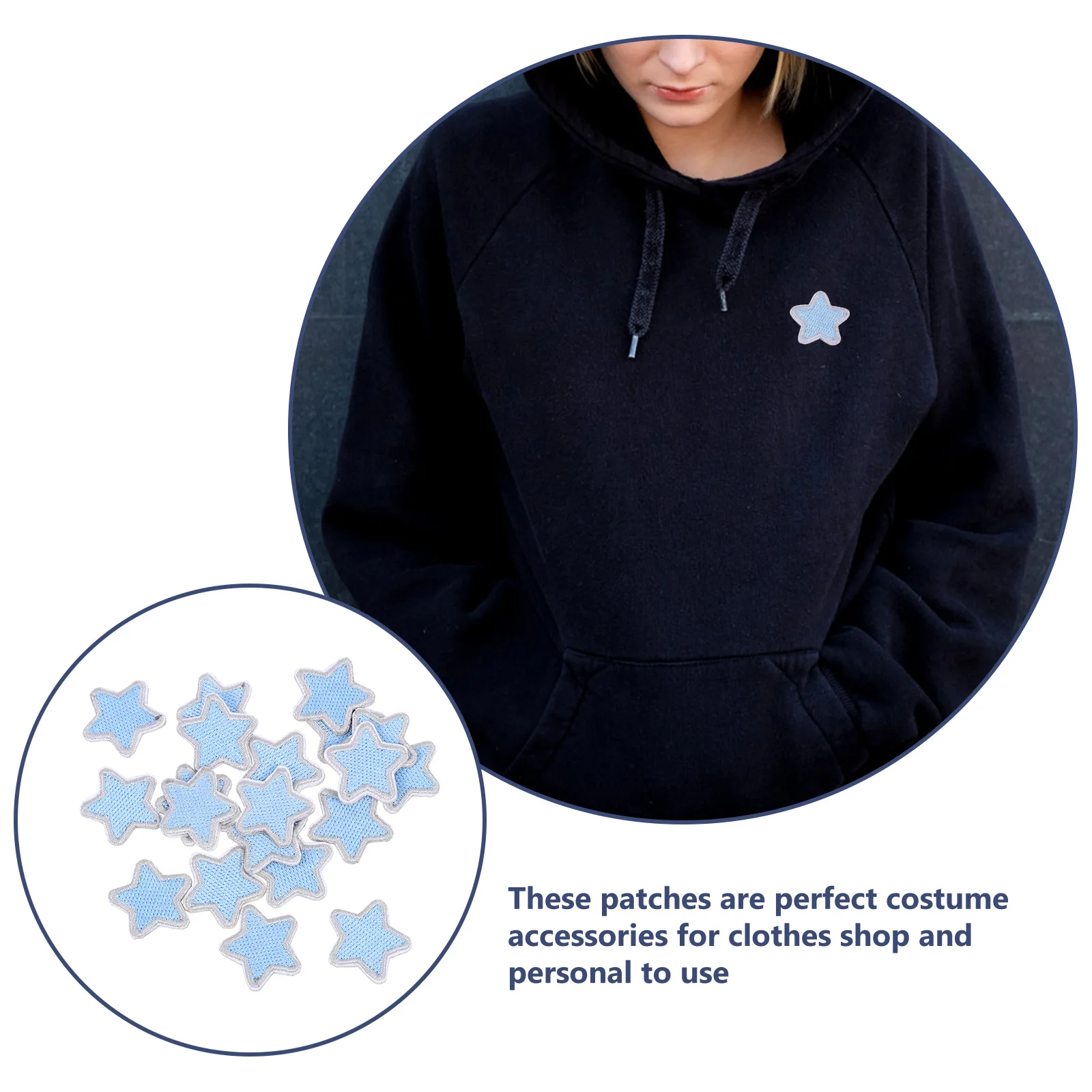 

20pcs Self adhesive Patches Pentagram Repair Jackets Clothes Embroidered Kids Rhinestones Polyester Lightweight Compact Size
