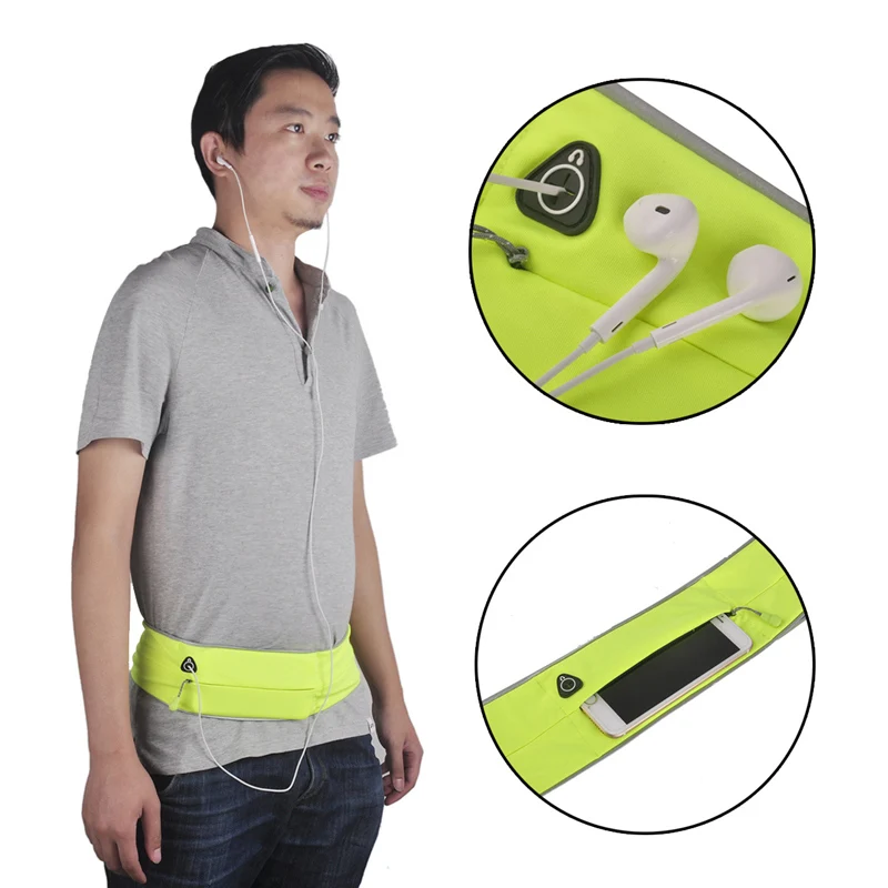 Unisex Outdoor Cycling Jogging Running Sport Luminous Waist Bag Reflective Strip Bag Malathon Mobile Phone Fanny Pack