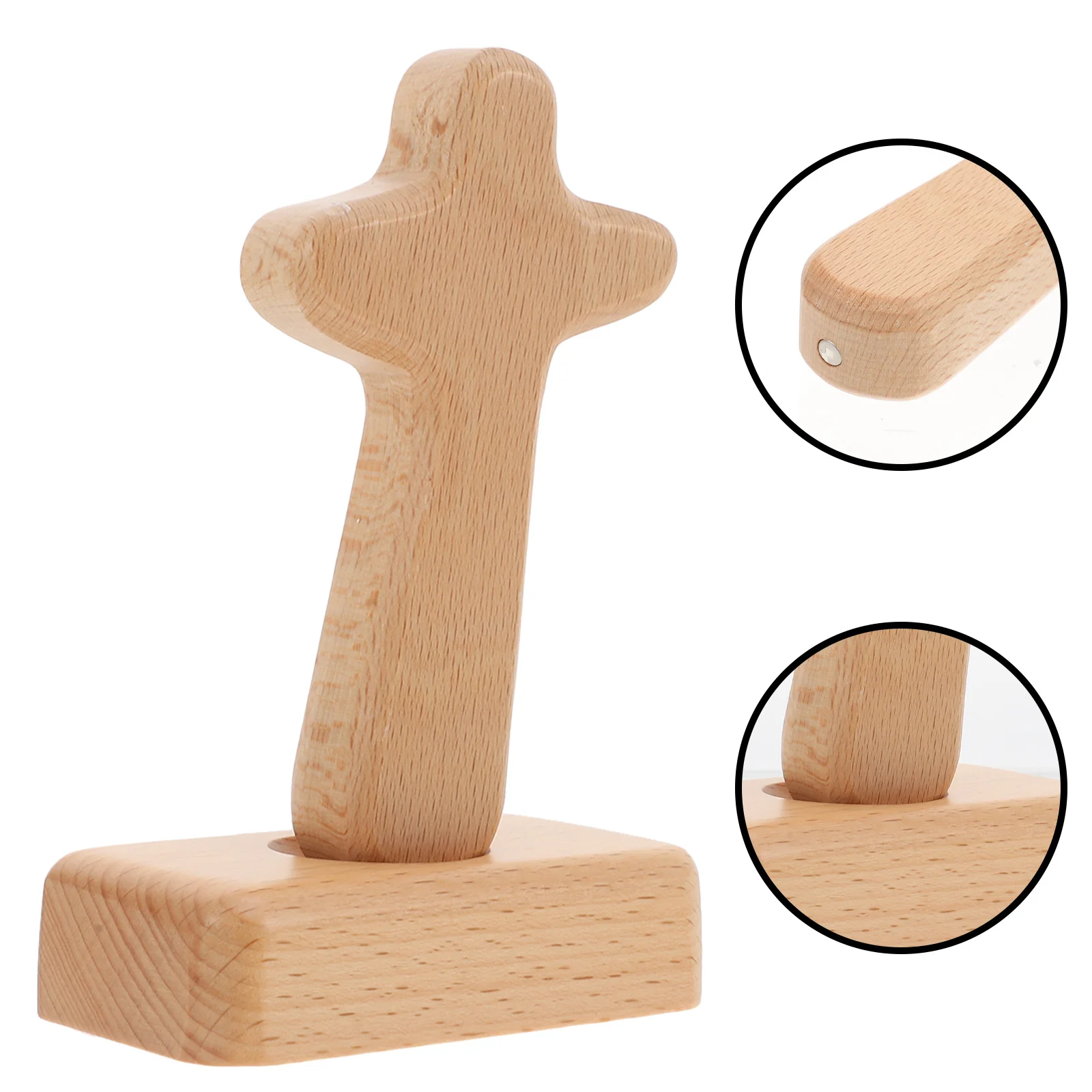 

1Set Cross Wooden Ornament Premium Wood Decorative Cross Shaped Decor Craft Religious Table Ornament Wooden Craft