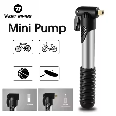 WEST BIKING Portable Mini Bicycle Pump Cycling Hand Air Pump Ball Tire Inflator Schrader Presta Valve MTB Road Bike Accessories