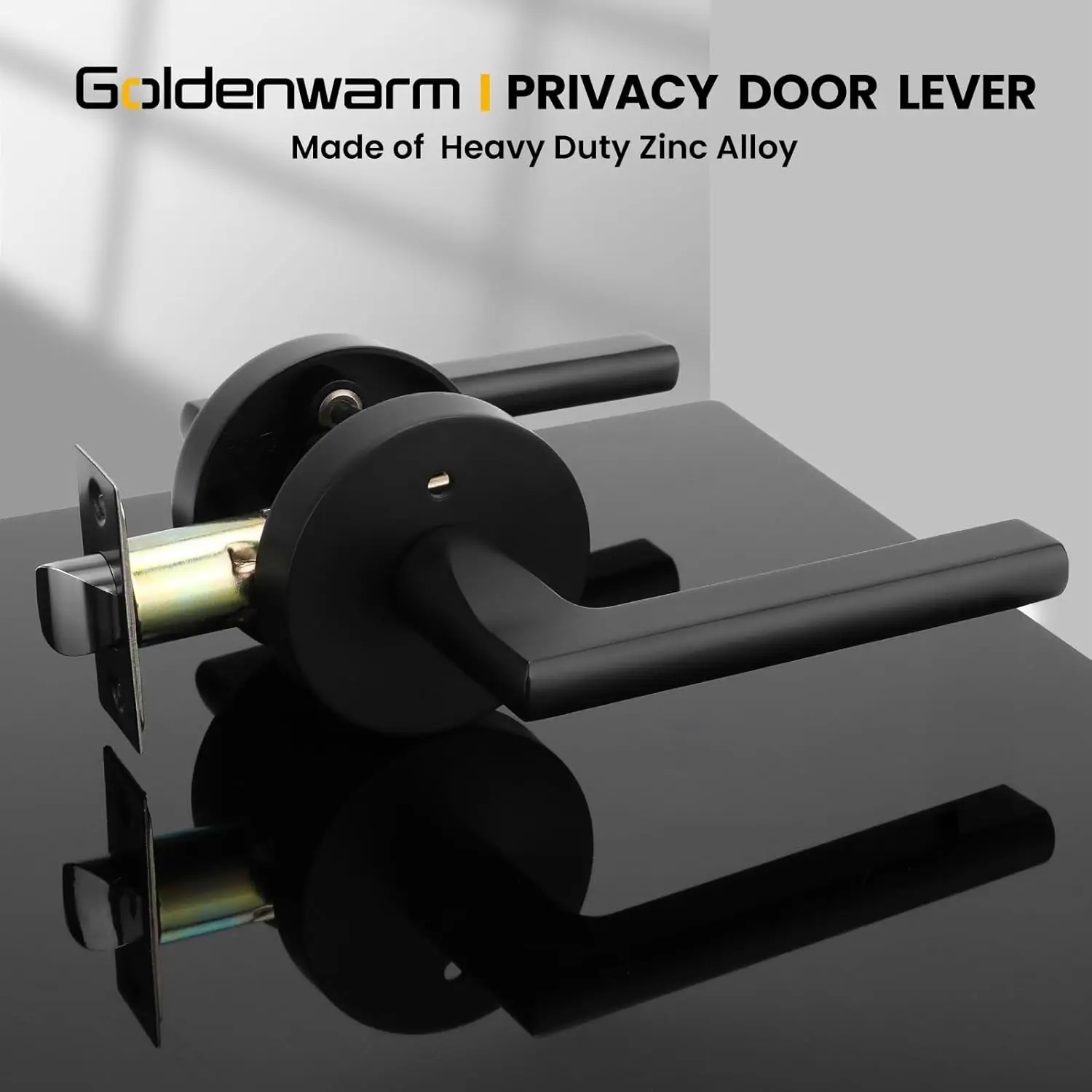 denwarm Black Door Handles, Privacy Interior Black Door Levers, Heavy Duty Zinc Alloy Matte Black Door Handle Interior,