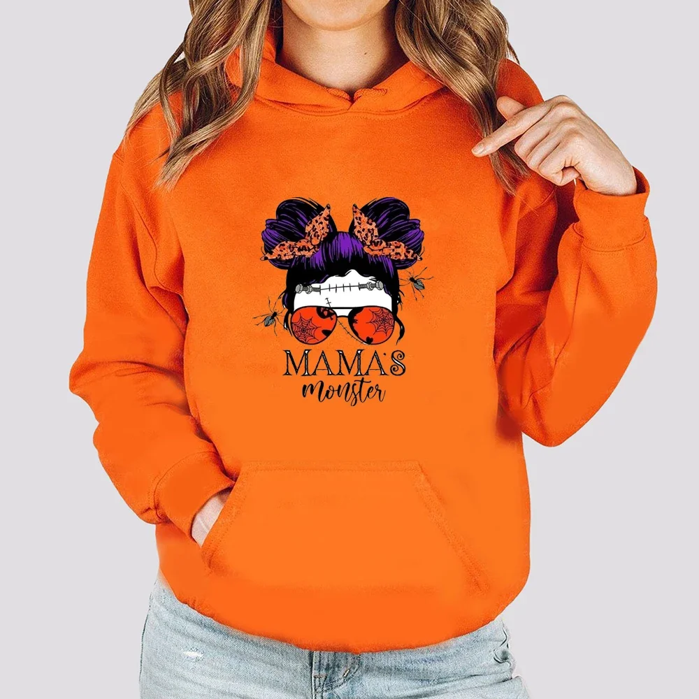 Spooky Mama Halloween Hoodie man Women Mom Life Day of The Dead  Messy Bun Sublimation Meaningful Holiday Gifts All Saints' Day